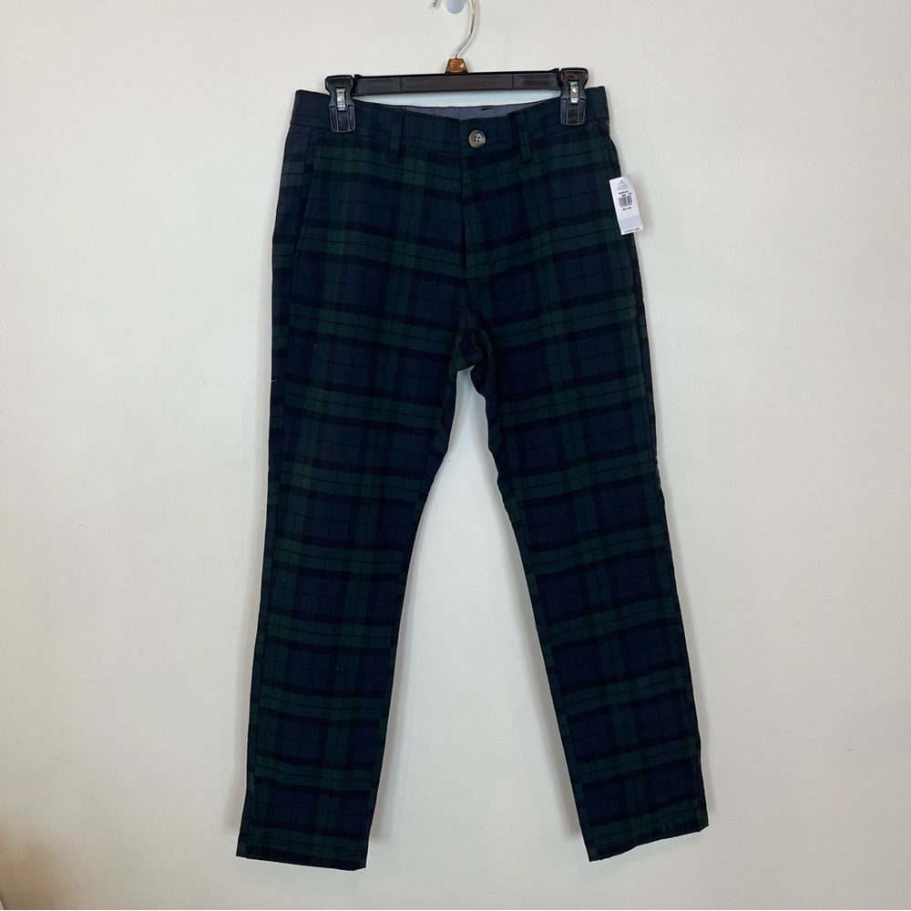 Old Navy Ultimate Slim Built In Flex Plaid Pants NWT 28X28 Blue Green